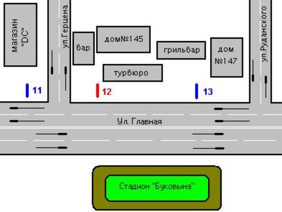 Схема рекламной плоскости по адресу Герцена вул. - Головна вул., 145