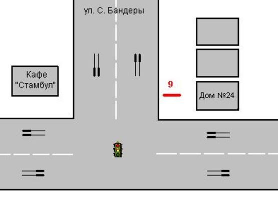 Схема рекламной плоскости по адресу Бандери Степана вул., 24