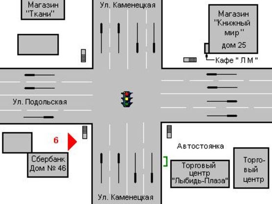 Схема рекламної площини за адресою Кам`янецька вул. (Кам'янецька вул.) - Подільська вул.
