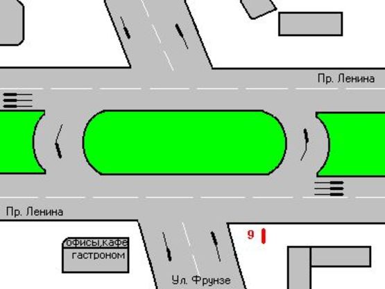 Схема рекламної площини за адресою Леніна просп., 21 - Фрунзе вул.