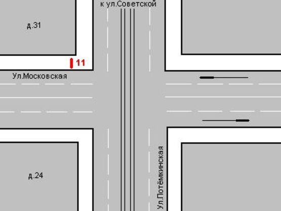 Схема рекламної площини за адресою Московська вул., 24 - Потьомкінська вул., 71