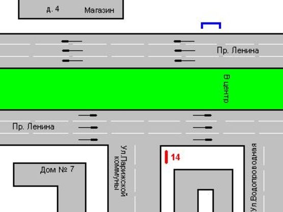 Схема рекламної площини за адресою Леніна просп., 9 - Паризької Комуни вул.