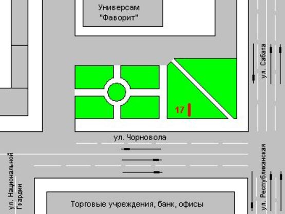 Схема рекламної площини за адресою Чорновола вул., 92
