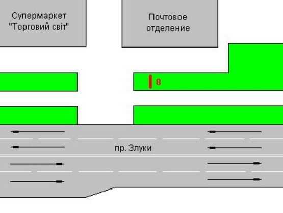 Схема рекламной плоскости по адресу Злуки просп., 45