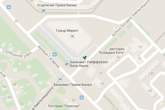 Схема рекламної площини за адресою Гагаріна вул., 55/1 - Богдана Хмельницького вул., (№1)