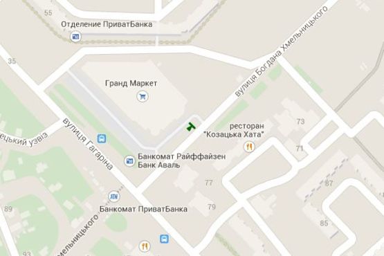 Схема рекламной плоскости по адресу Гагаріна вул., 55/1 - Богдана Хмельницького вул., (№2)