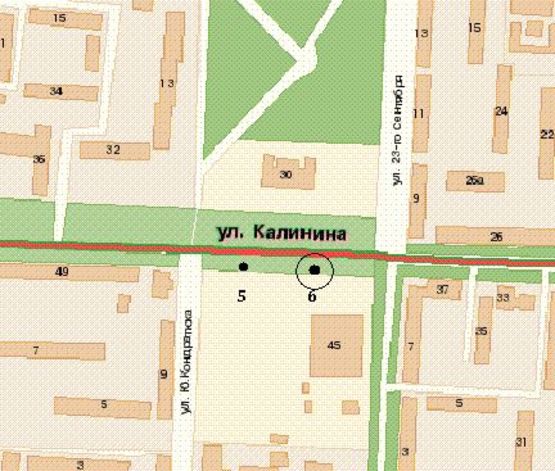Схема рекламной плоскости по адресу Івана Мазепи вул., 45 (№2)