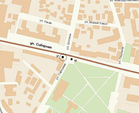 Схема рекламной плоскости по адресу Соборна вул., 13 (№1)