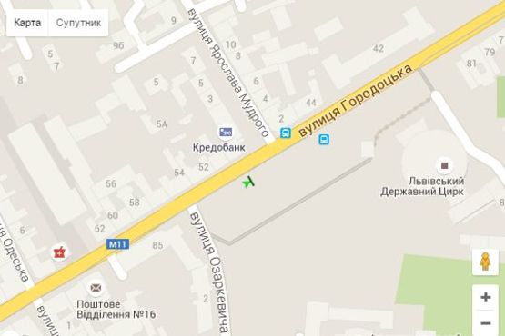 Схема рекламної площини за адресою Городоцька вул. - Ярослава Мудрого вул. (№1)