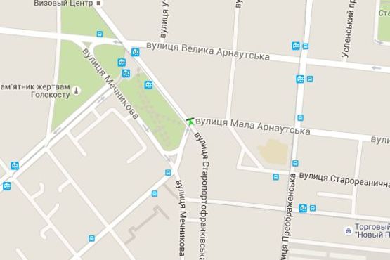 Схема рекламної площини за адресою Мала Арнаутська вул. - Старопортофранківська вул. - Богдана Хмельницького вул. (№1)