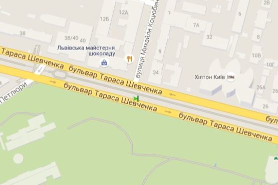 Схема рекламної площини за адресою Тараса Шевченка бульв. - Михайла Коцюбинського вул.