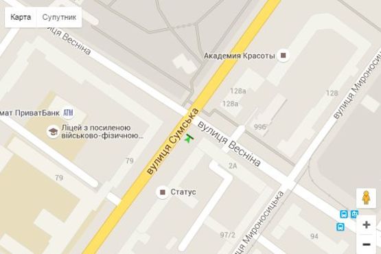 Схема рекламной плоскости по адресу Сумська вул. - Весніна вул.