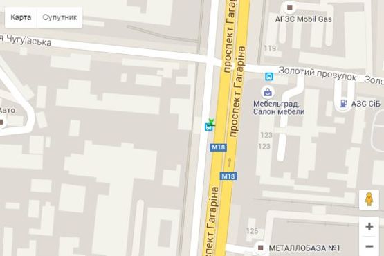 Схема рекламной плоскости по адресу Гагаріна просп. - Чугуївська вул., (зупинка)