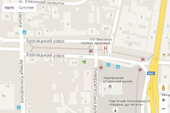 Схема рекламной плоскости по адресу Бурсацький узвіз - Університетська вул.