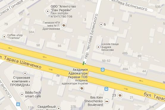 Схема рекламної площини за адресою Тараса Шевченка бульв., 54/1 - Горської Алли пров. (Чеслава Бєлінського пров.) (№4 в напр. пл.Перемоги)