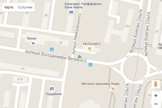 Схема рекламної площини за адресою Володимира Великого вул., 24-а