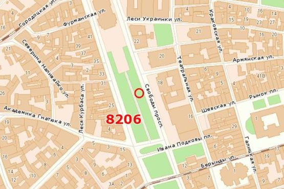 Схема рекламної площини за адресою Свободи просп., 18