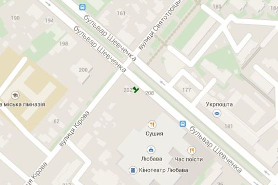 Схема рекламной плоскости по адресу Шевченка бульв. - Святотроїцька вул. (Кірова вул.)