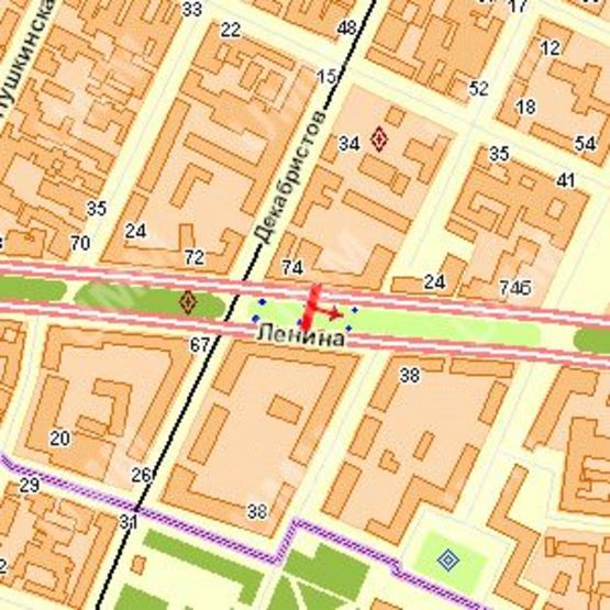 Схема рекламной плоскости по адресу Леніна просп. - Декабристів (Центральний р-н) вул., (№4)