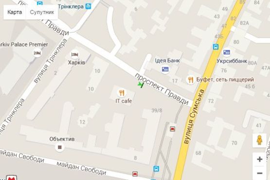 Схема рекламної площини за адресою Правди просп. (Незалежності просп.) - Сумська вул., (зупинка) №1