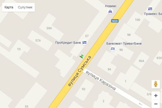 Схема рекламной плоскости по адресу Сумська вул., 59 (№1)