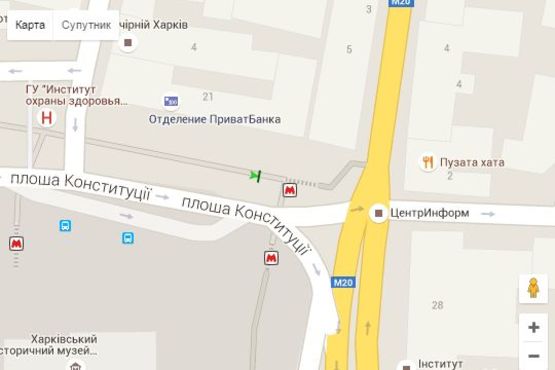 Схема рекламной плоскости по адресу Конституції пл., 21 (№1)