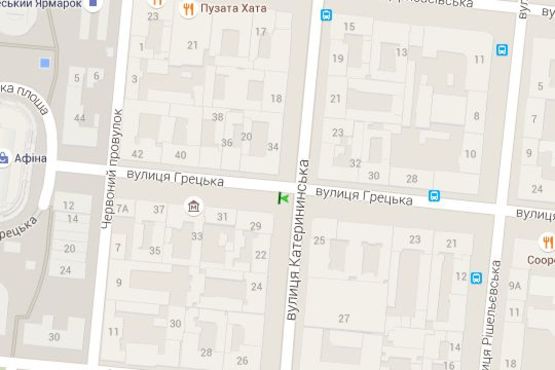 Схема рекламной плоскости по адресу Гречеська вул., 29 - Єкатеринінська вул.