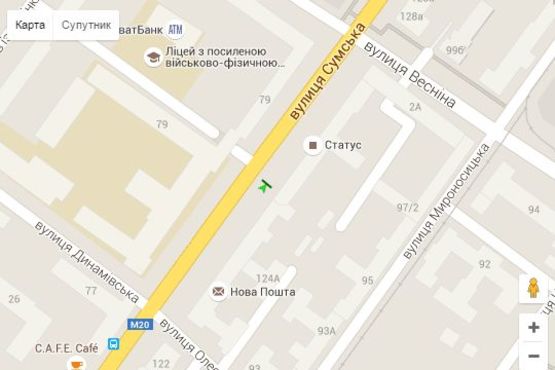 Схема рекламной плоскости по адресу Сумська вул., 126 (№1)