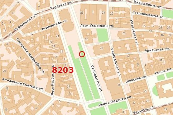 Схема рекламної площини за адресою Свободи просп., 20