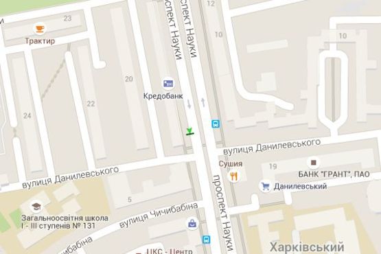 Схема рекламной плоскости по адресу Науки просп. (Леніна просп.), 7 (№1)