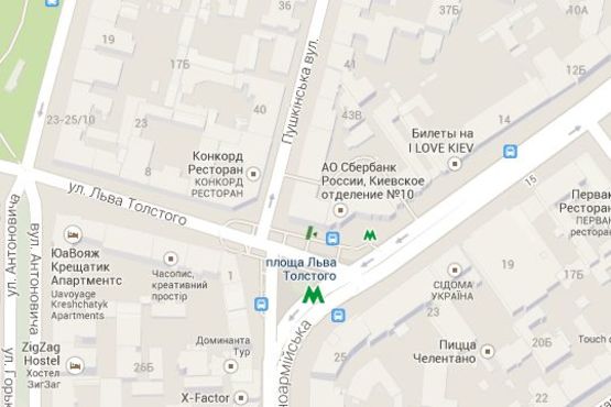 Схема рекламной плоскости по адресу Толстого Льва пл., 2 - Пушкінська вул., (ліворуч) ; №2