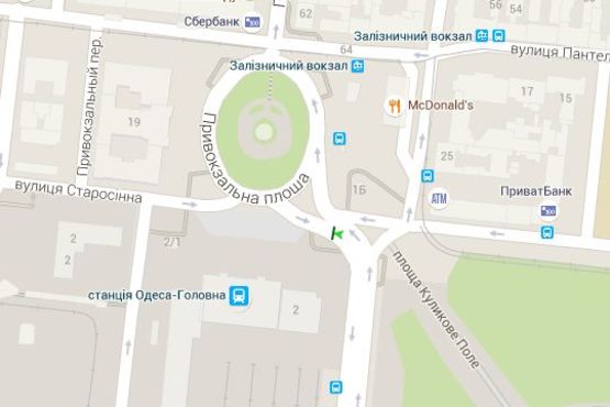 Схема рекламної площини за адресою Привокзальна пл. - Середньофонтанська вул.