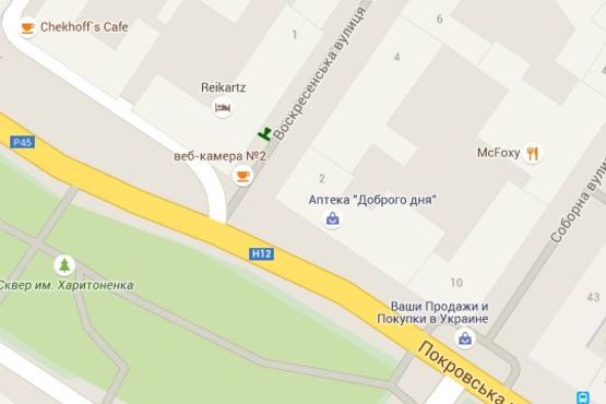 Схема рекламной плоскости по адресу Воскресенська вул., 1 (Пішохідна зона)