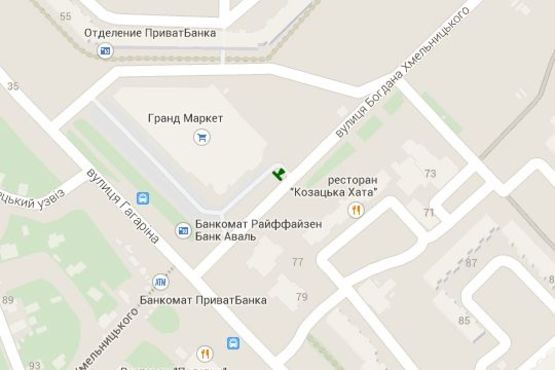 Схема рекламной плоскости по адресу Гагаріна вул., 55/1 - Богдана Хмельницького вул., (№2)