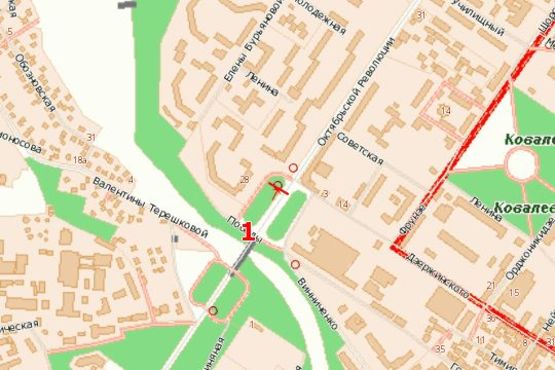 Схема рекламной плоскости по адресу Вокзальна вул. (Жовтневої Революції вул.), (м-н Ковалівка)