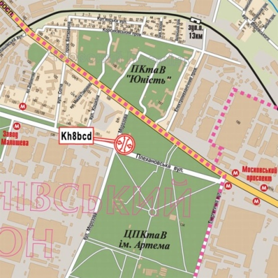 Схема рекламной плоскости по адресу Плехановская ул. - Морозова ул., (завод им. Малышева, парк Машиностроителей (парк ПКиО им.Артема), СТО "Саманд", ), направл. в центр