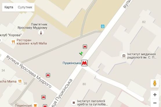 Схема рекламной плоскости по адресу Пушкінська вул., 77 (№1)