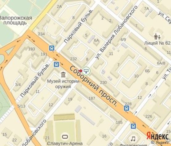 Схема рекламной плоскости по адресу Соборный пр.-Лобановског ул. ЦЕНТРАЛЬНАЯ ЗОНА (напротив магазина "Богатирь", ПУМБ)