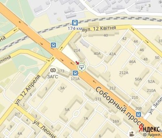 Схема рекламной плоскости по адресу Соборный пр.,212 ЦЕНТРАЛЬНАЯ ЗОНА. (магазины Тимбирленд,Интертоп,Каблучок))