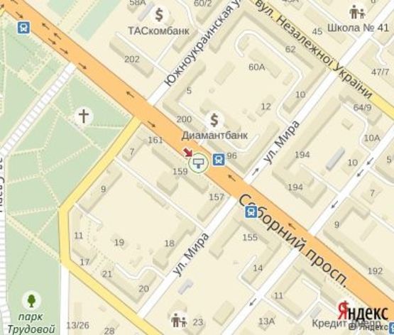 Схема рекламной плоскости по адресу Соборный пр.,159 ЦЕНТРАЛЬНАЯ ЗОНА.направление к проспекту Мира.