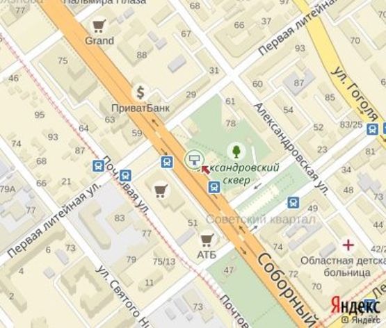 Схема рекламной плоскости по адресу Соборный пр. - Первая литейная ул.