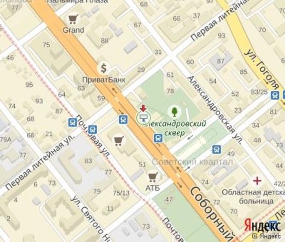 Схема рекламной плоскости по адресу Соборный пр. - Первая литейная ул.