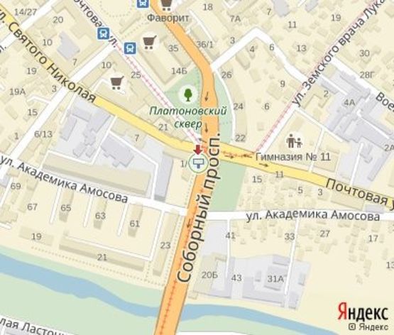 Схема рекламной плоскости по адресу Соборный пр.,29 ЦЕНТРАЛЬНАЯ ЗОНА