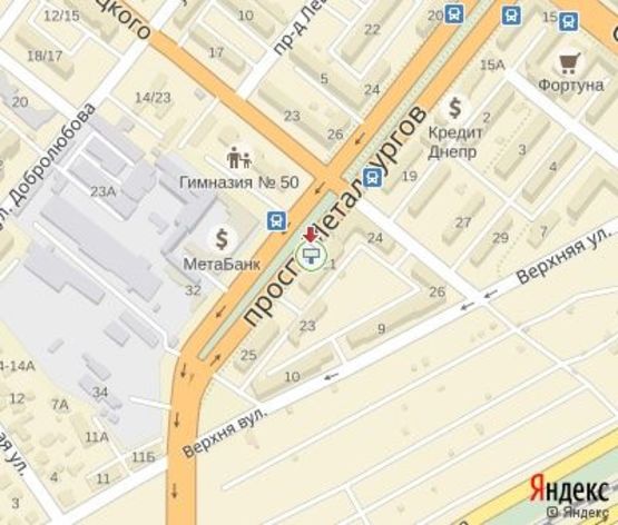 Схема рекламної площини за адресою Металлургов пр.,21 ЦЕНТРАЛЬНАЯ ЗОНА. Городской ОВИР.