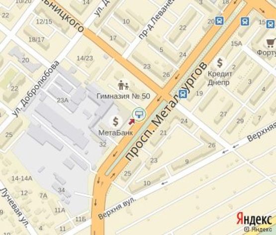 Схема рекламної площини за адресою Металлургов пр.,30 ЦЕНТРАЛЬНАЯ ЗОНА