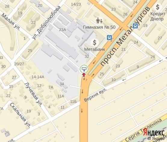 Схема рекламной плоскости по адресу Металлургов пр.,32 ЦЕНТРАЛЬНАЯ ЗОНА. Городской ОВИР.