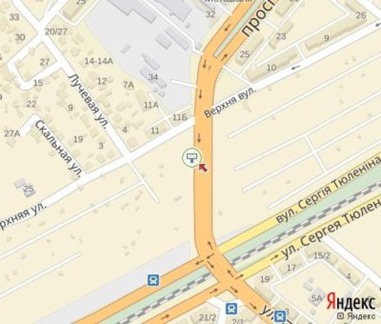 Схема рекламной плоскости по адресу Металлургов пр.-Верхняя ул. в центр