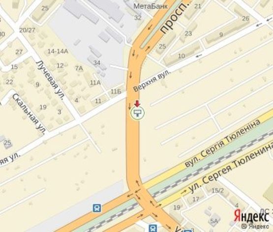 Схема рекламной плоскости по адресу Металлургов пр.-Верхняя ул. из центра