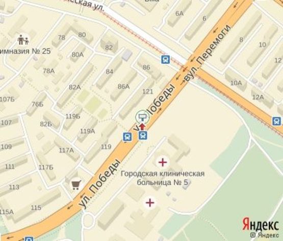 Схема рекламной плоскости по адресу Победы ул.,80 ЦЕНТРАЛЬНАЯ ЗОНА (.300 м.до Проспекта Соборный)