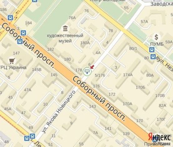 Схема рекламной плоскости по адресу Новицкого ул.,6 - Соборный пр.("Райффайзен Банк Аваль",200 до "Альфа Банк" и "Vodafon")